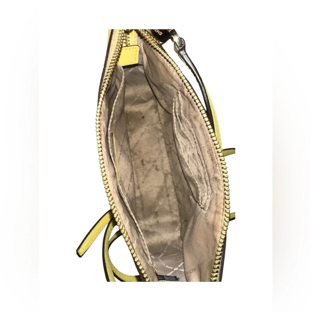 Michael Kors Lemon Yellow Leather Crossbody with Chain Detail